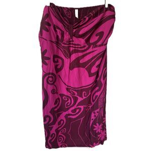 Wahine Toa Women's Hawaiian Tribal Tropical Strapless Midi Dress Plus Size 5X